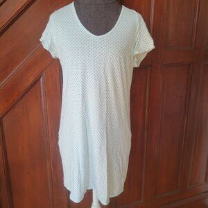 Nautica Womens Mint Polka Dot Sleep Shirt Nightgown Size M Short Sleeves